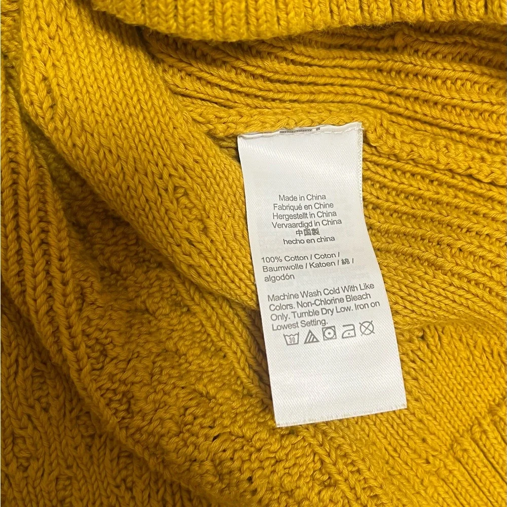 J. Crew oversized 100% cotton Mustard Cable Knit mockneck Sweater